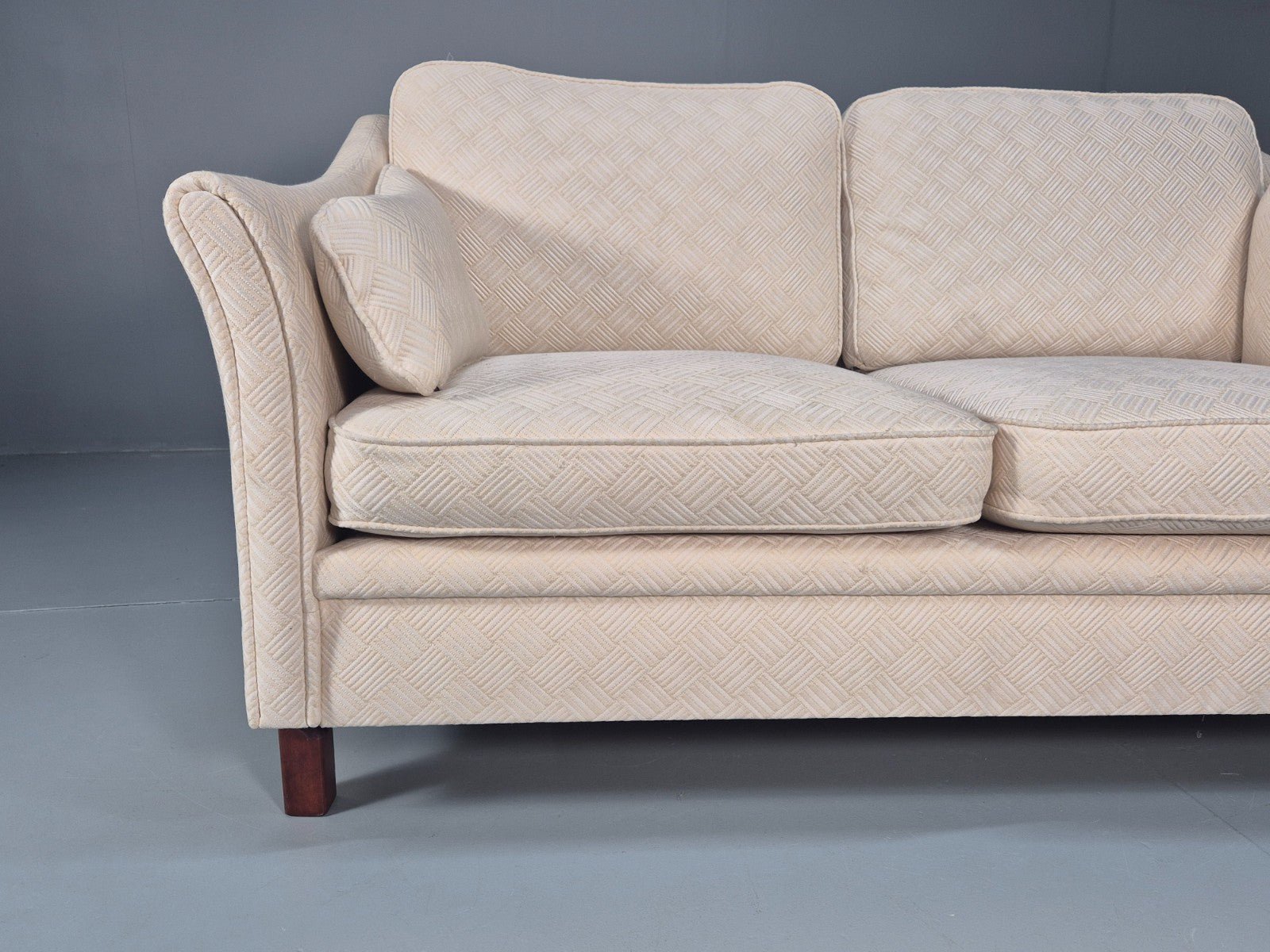 Vintage 2 Seater Sofa Retro Danish Cream Patterned Fabric EB10516 M2SS2
