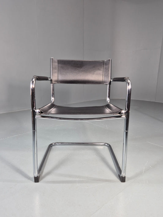Vintage Leather and Chrome MG5 Bauhaus Style Elbow Chair 1980s EB11216 MNOR1