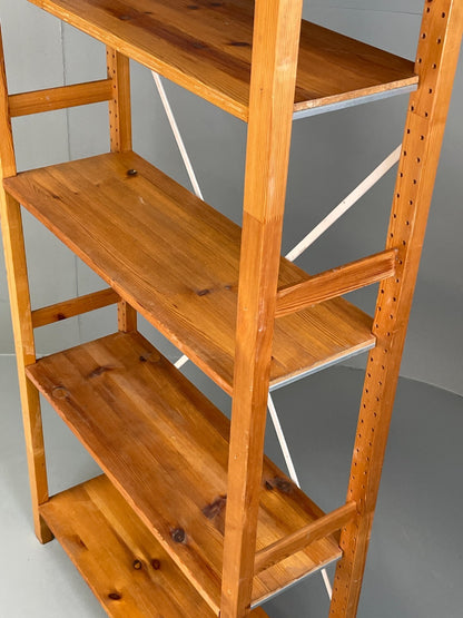 Pine Open Shelving Unit Adjustable Retro Scandi Solid EB11782 MWOO16