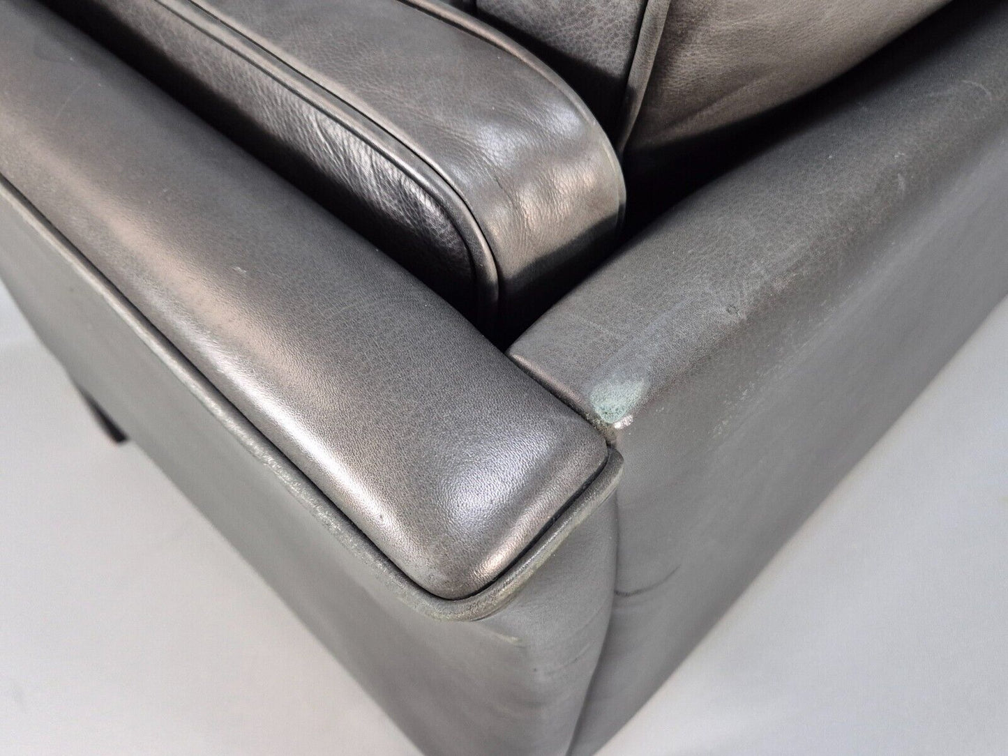 Vintage Danish 3 Seat Sofa Black Leather Mogens Hansen Retro 1970s EB8630 M3SS - UKDK FURNITURE
