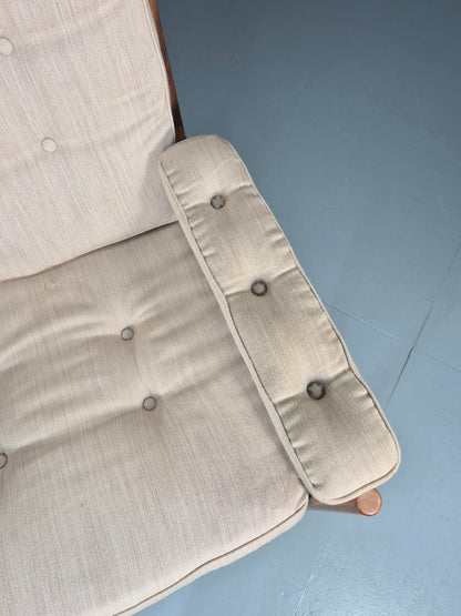 Vintage Gotte Lounge Chair 1970s Swedish Cream Cloth Retro MCM EB11332 MNOR3