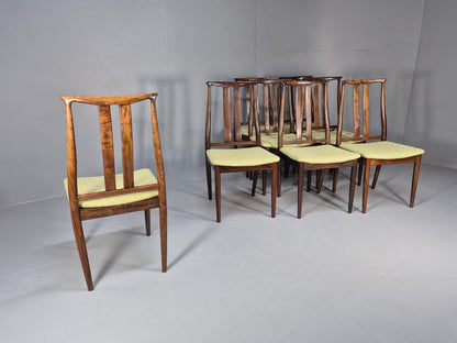 8 Vintage Danish Design Dining Chairs High back Hardwood Green 1970s EB9143 MDIN - UKDK FURNITURE