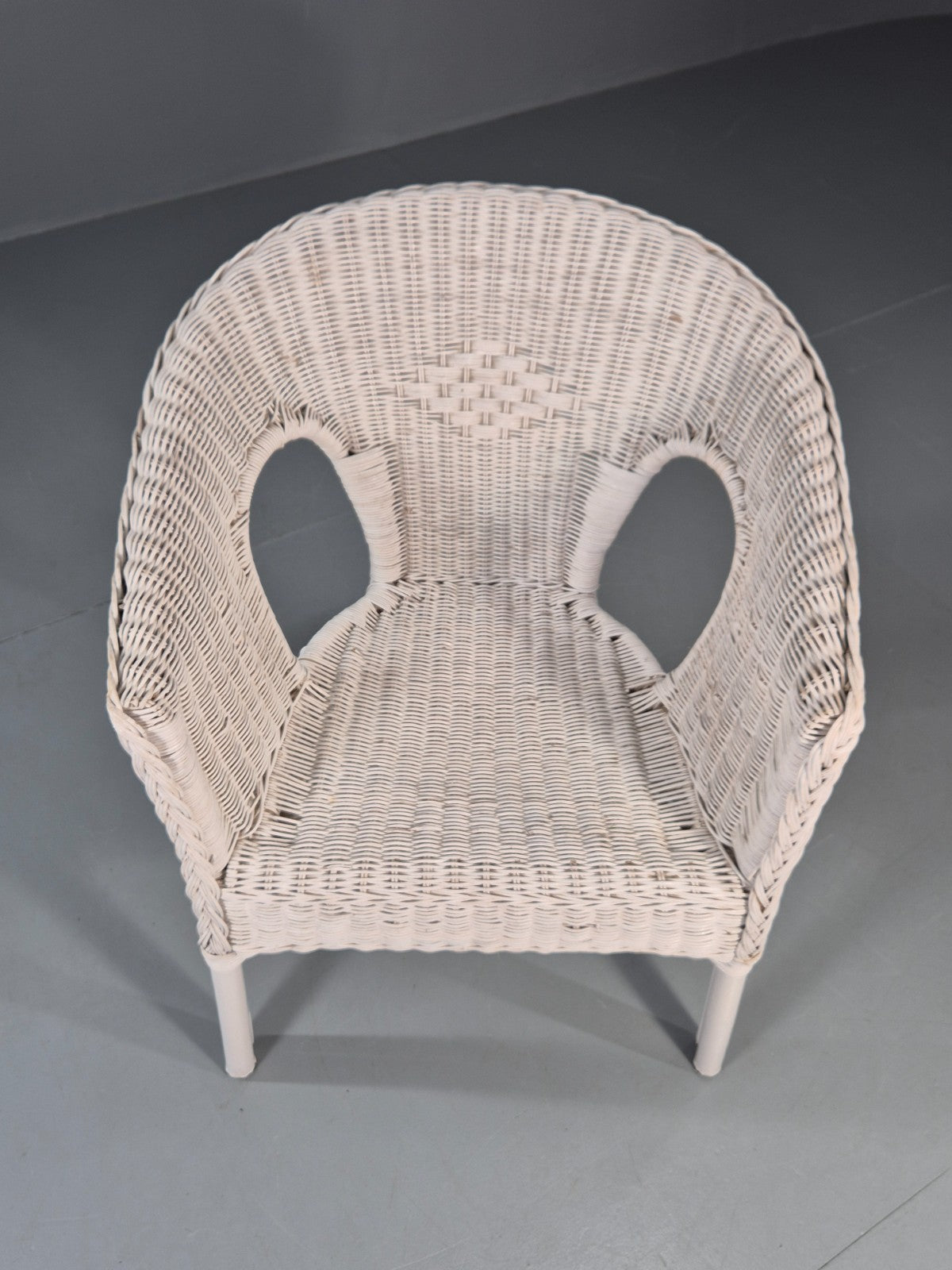 Vintage Rattan Lounge Chair White Painted 1970s Retro EB11219 VBER2