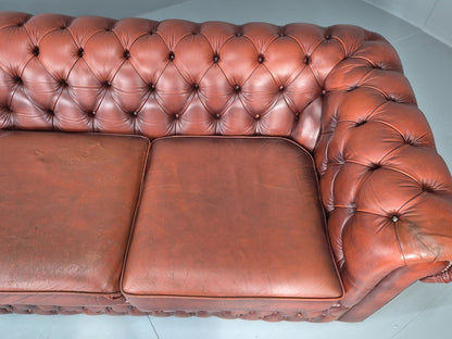 Three Seater Red Leather Chesterfield Quality Version Retro EB11031 VCHE9