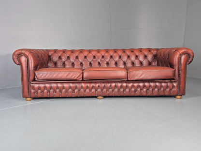 3 Seater Chesterfield Sofa Red Leather Studded Vintage EB11021 VCHE5