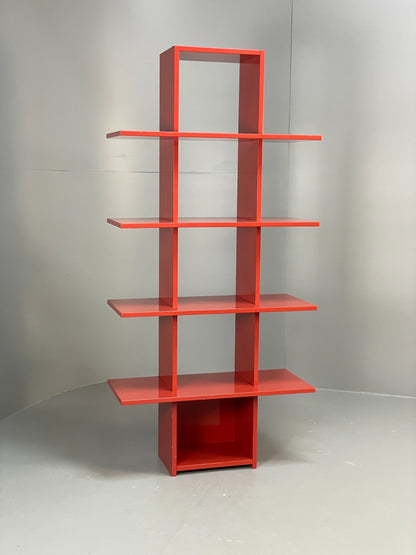 Red Bookcase Vinyl Storage - Postmodern 1980s Style Gloss Laminate EB10949 MWOO2