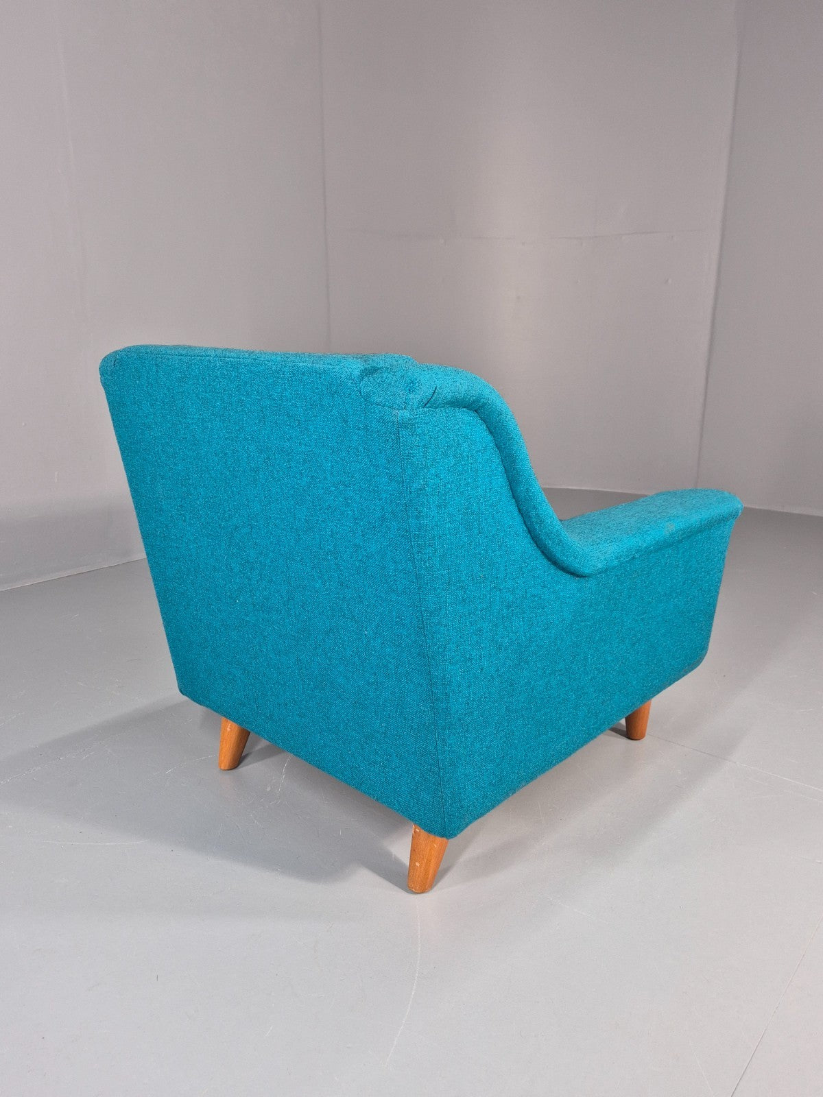 Vintage Swedish Lounge Chair 1960s Retro Dux Mid Century Blue Wool  EB11104 MNOR16