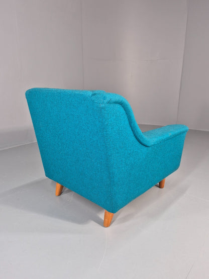 Vintage Swedish Lounge Chair 1960s Retro Dux Mid Century Blue Wool  EB11104 MNOR16