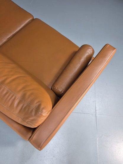 Vintage Tan Leather Two Seater Sofa Danish 1970s Retro Mid Century  EB10100 M2SS14