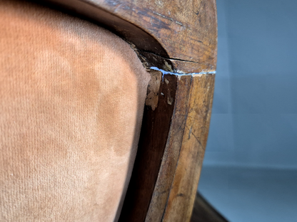 Vintage Fautueil Chairs Orange Upholstery Mahogany Antique  EB7380 VCLO10