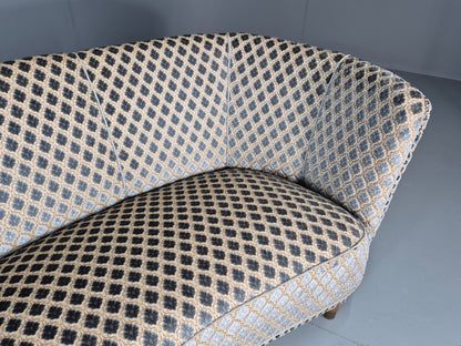 Vintage Three Seater Danish Banana Sofa 1930s Art Deco Cut Cotton EB10782 V3SS5
