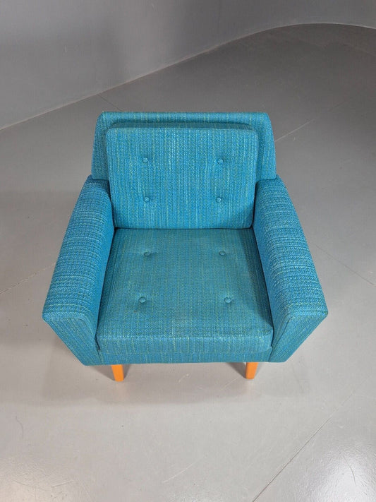 Vintage Swedish Lounge Chair Blue Wool Retro 1960s MCM EB7894 MNOR - UKDK FURNITURE