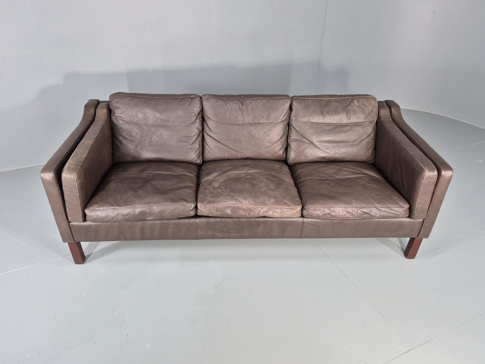Vintage 3 Seat Sofa Danish Brown Leather Mid Century Retro 1970s EB10487 M3SS3