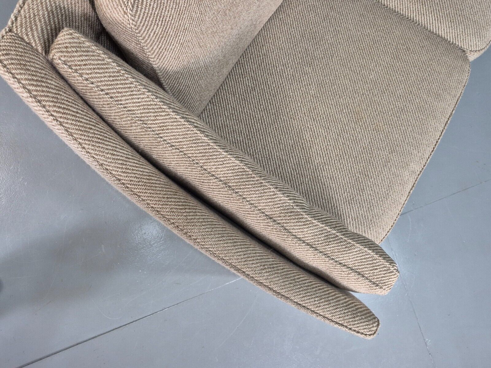Vintage Danish 3 Seat Sofa Beige Wool Legged Frame 1980s Retro MCM EB7792 M3SS - UKDK FURNITURE