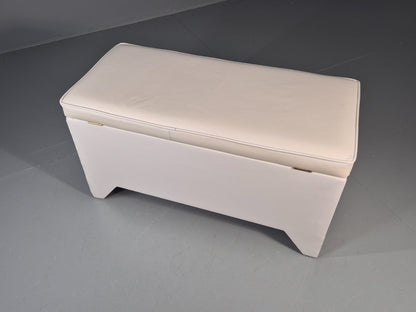 1970s Vinyl Ottoman Storage Chest White Retro Kitsch EB11572 MWOO11