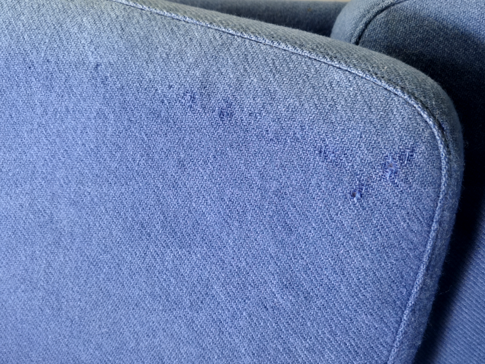 2 Seat Sofa Vintage Danish Blue Wool Beech Frame 1980s Retro MCM EB7333 M2SS7