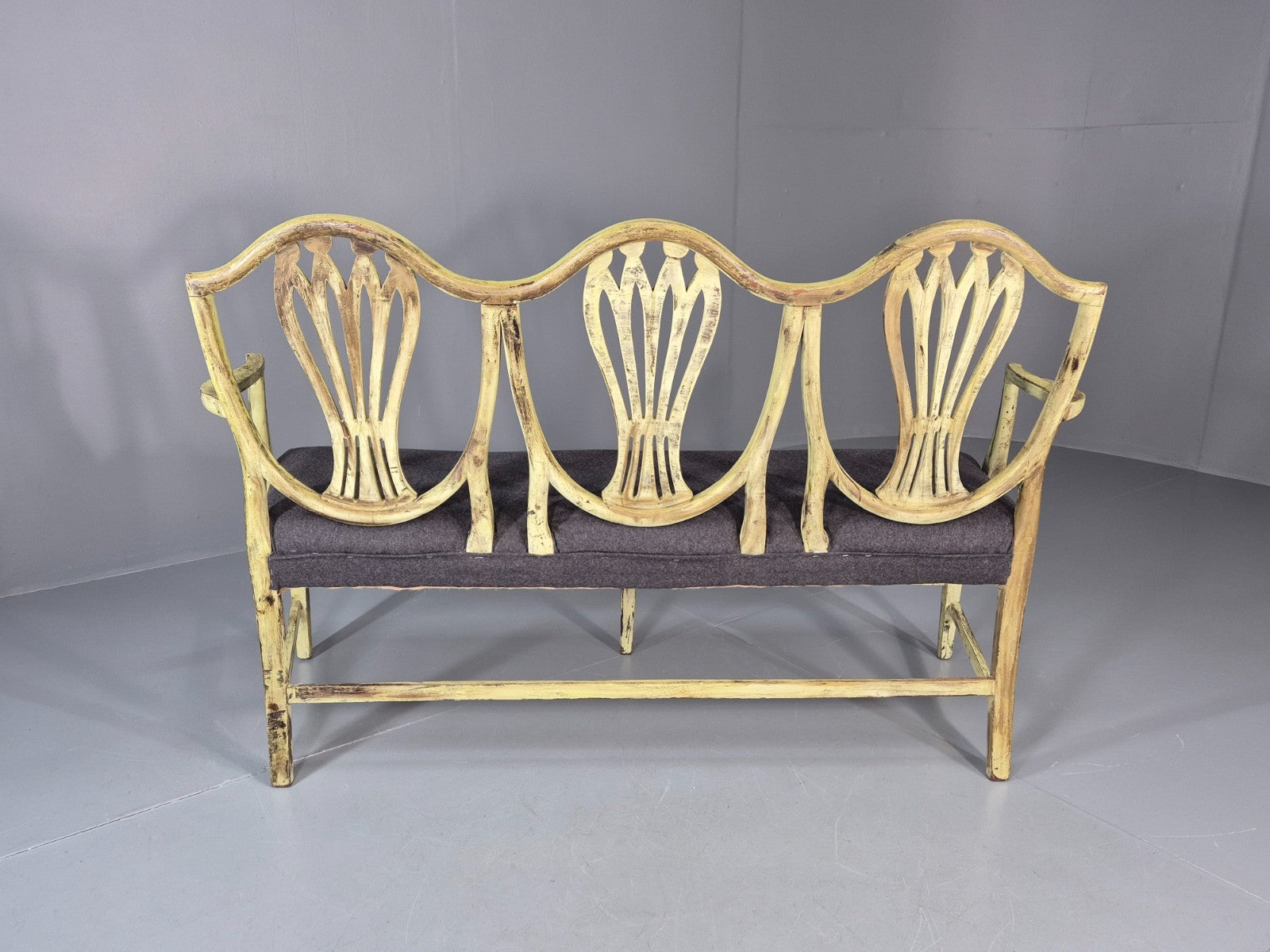 Hepplewhite Three Seater Settee New Grey Upholstery Reproduction  EB10993 VWOO13