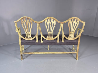 Hepplewhite Three Seater Settee New Grey Upholstery Reproduction  EB10993 VWOO13