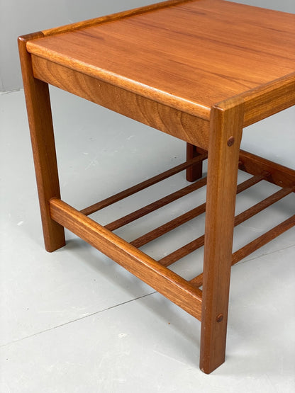 Vintage Teak Side Table Danish 1970s With Magazine Rack Bedside  EB11049 MWOO12