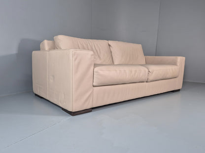 Vintage Natuzzi 2 Seat Sofa Cream Leather Modern Design EB11650 M2SS1