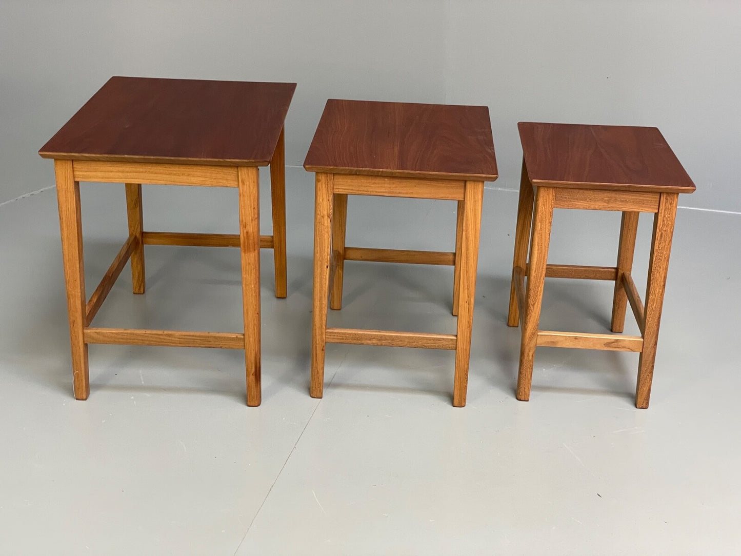 Vintage Solid Teak Nesting Tables Mid Century EB9755 MWOO - UKDK FURNITURE