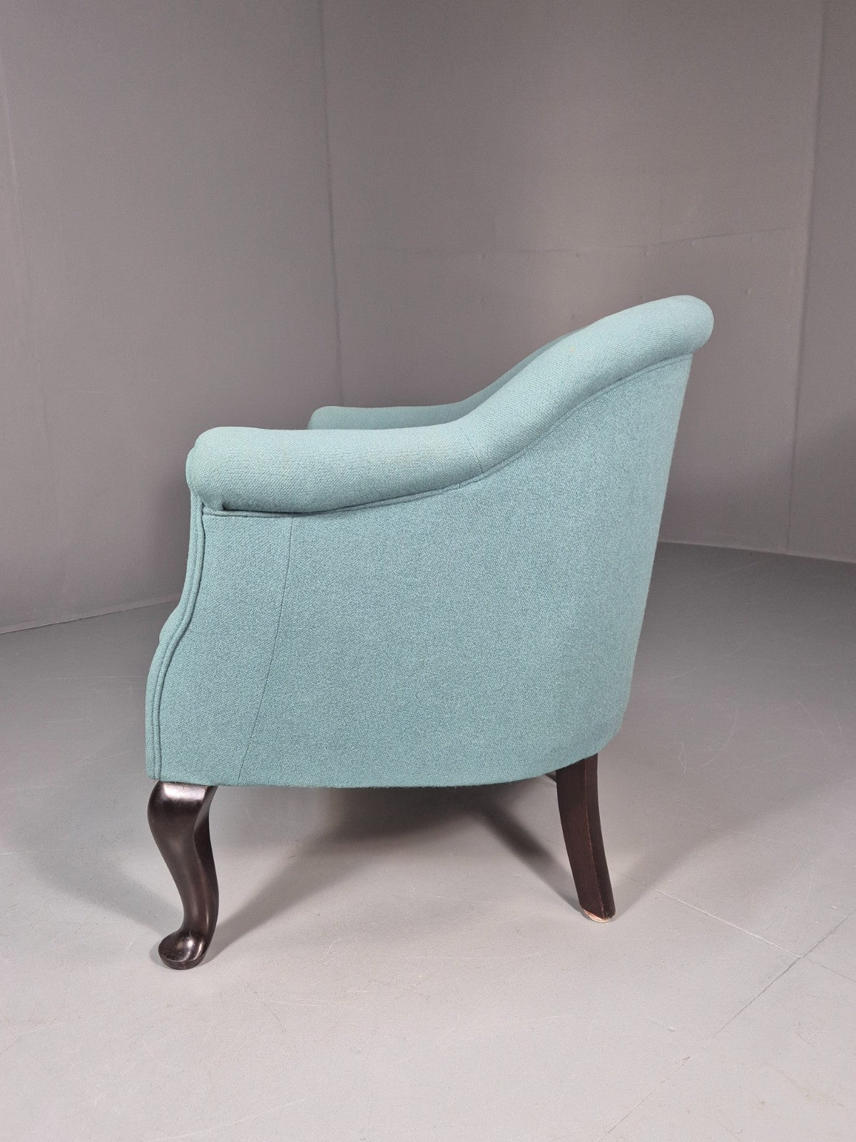 Art Deco Tub Chair Danish Turquoise 1940s Vintage Cabriole Leg EB10740 VCLO11