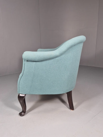 Art Deco Tub Chair Danish Turquoise 1940s Vintage Cabriole Leg EB10740 VCLO11