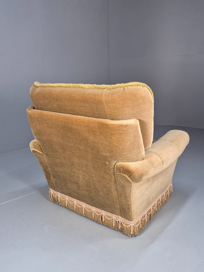 Vintage Gold Velour Danish Lounge Chair Chintzy Kitsch 1970s Retro EB9784 MNOR10
