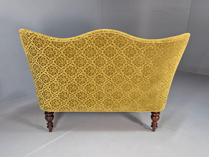 Antique 2 Seater Sofa Camel Back Gold Embossed Velour Danish Design EB9580 V2SS - UKDK FURNITURE
