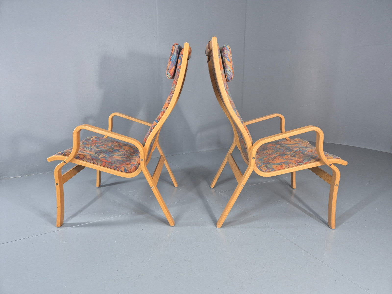 2 Vintage Bentwood Lounge Chairs Finn Ostergaard 1980s Retro MCM EB11338 MBEN10