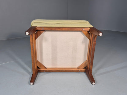 Mid Century Footstool Danish Vintage Green Wool Teak Frame 1970s EB11034 MFOO10