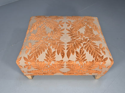 Vintage Footstool Pouffe Amber Floral Moquette Modern EB9477 MFOO - UKDK FURNITURE