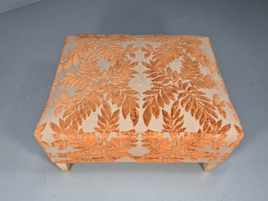 Vintage Footstool Pouffe Amber Floral Moquette Modern EB9477 MFOO - UKDK FURNITURE