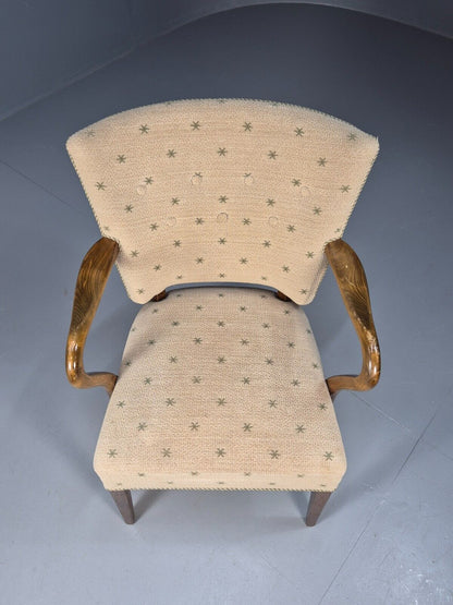 Vintage Danish Lounge Chair Beige Wool Beech Frame 1950s Retro MCM EB8991 MNOR - UKDK FURNITURE