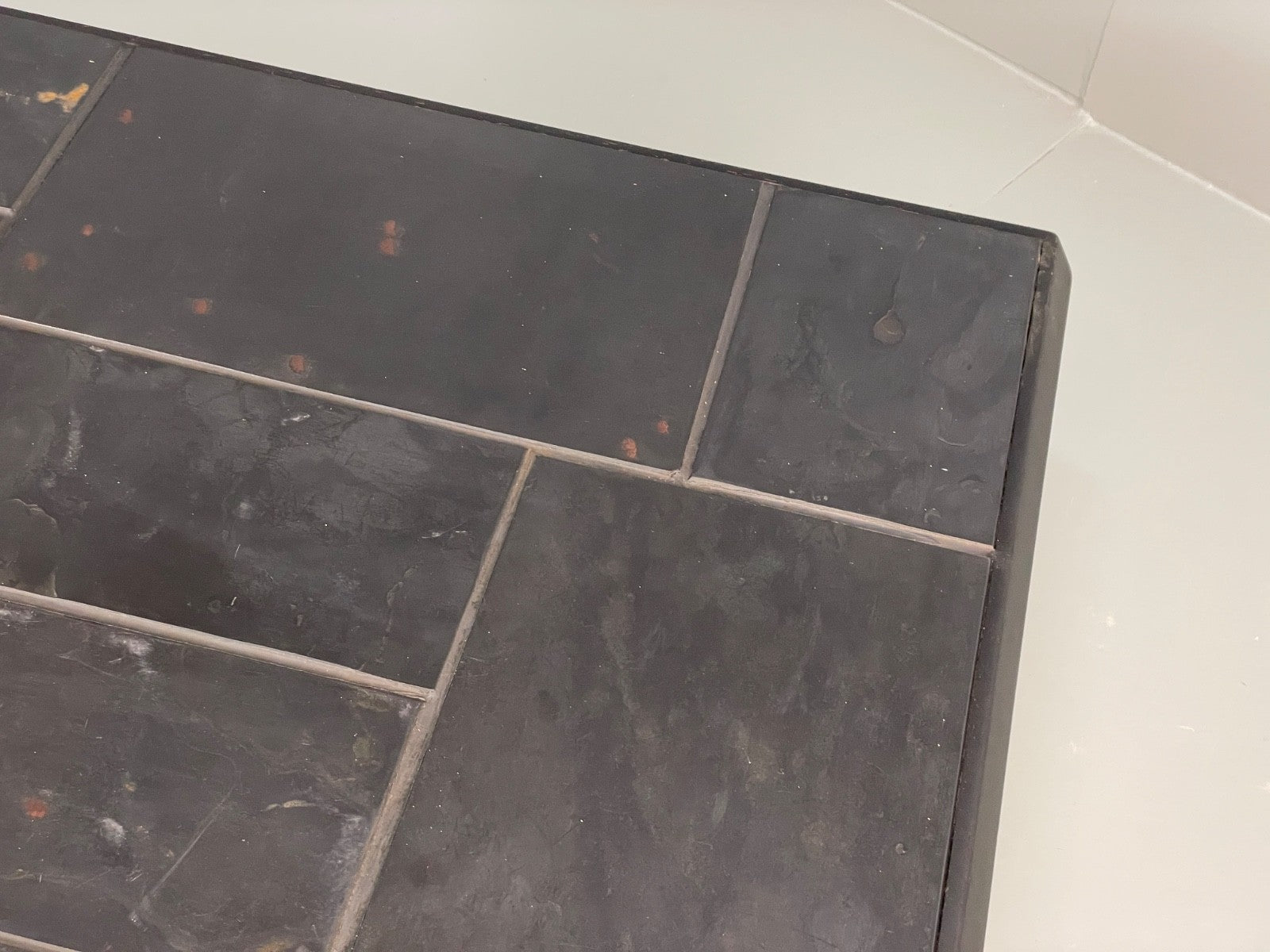 Vintage Tiled Coffee Table Danish 1980s Charcoal Grey Square EB10963 MWOO4