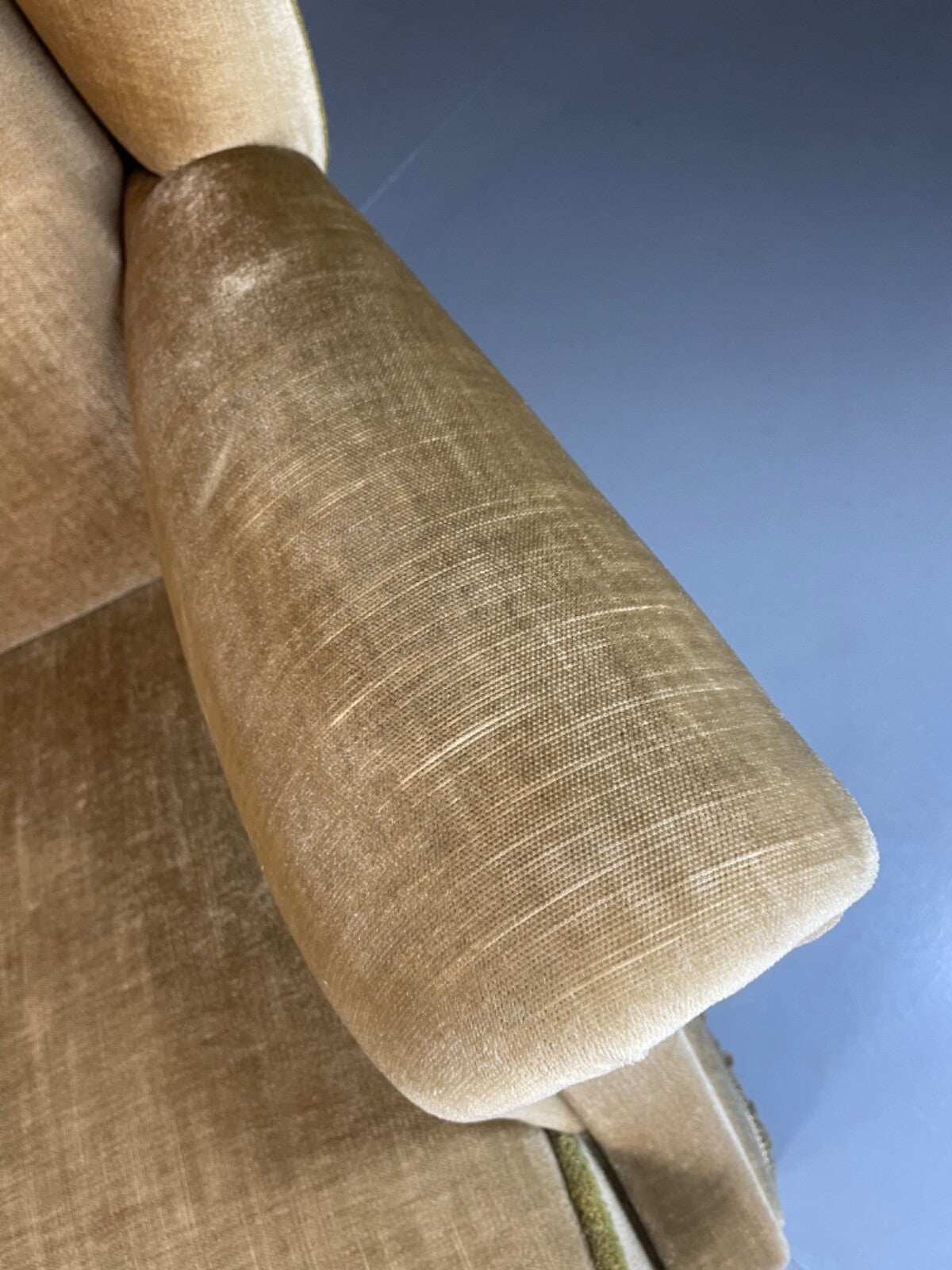 Vintage Danish Wingback Armchair Olive Green Tassel Trim 1950s 1960s VCLO EB489412