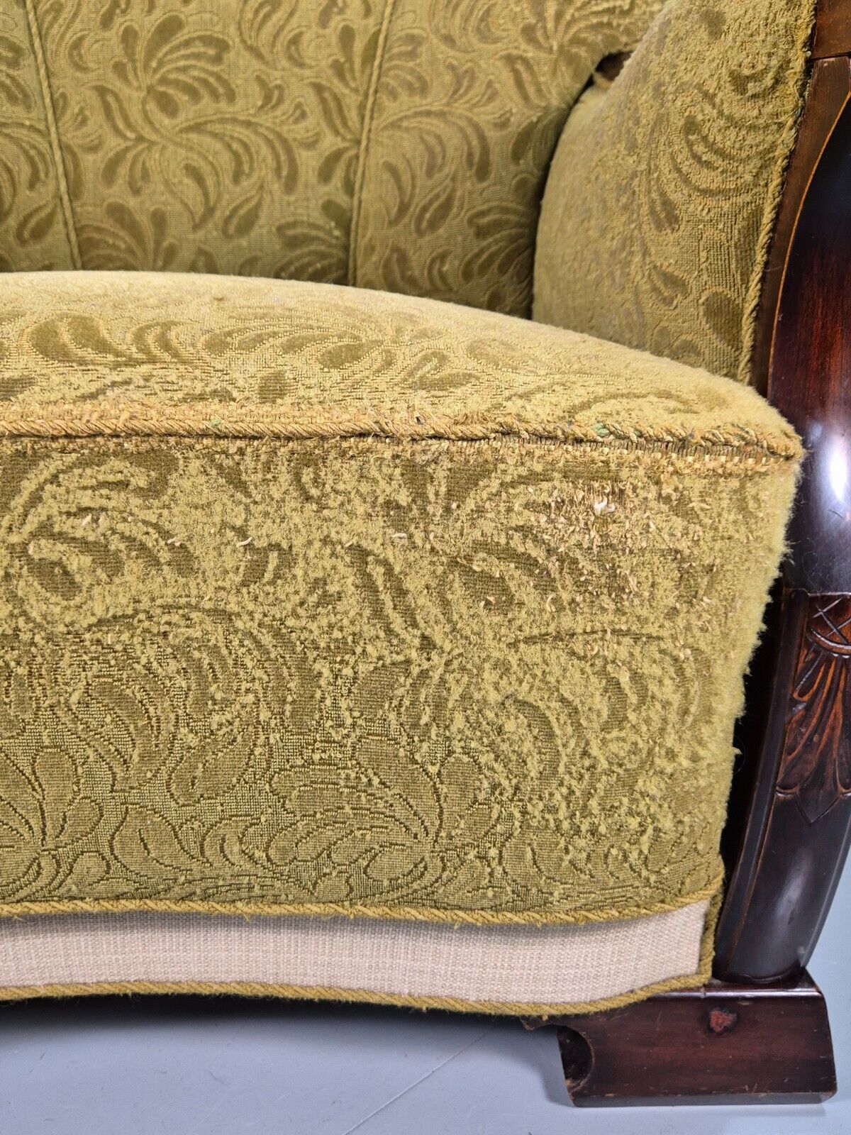 Vintage Danish Lounge Chair Green and Cream Art Deco Antique 1930s EB7575 VCLO - UKDK FURNITURE