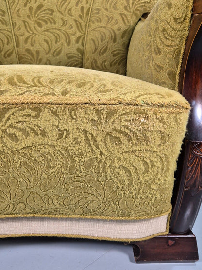 Vintage Danish Lounge Chair Green and Cream Art Deco Antique 1930s EB7575 VCLO - UKDK FURNITURE