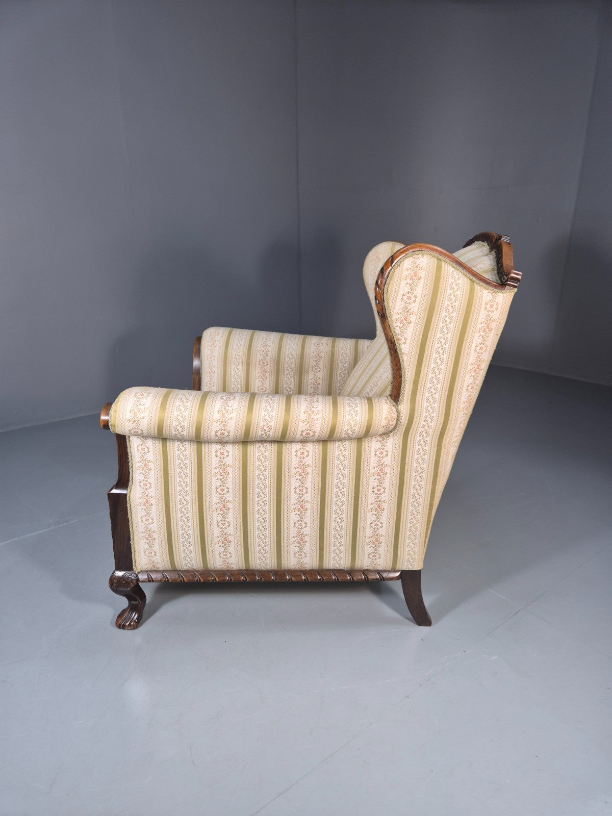 Antique Scandinavian Lounge Chair Regency Stripe Upholstery 1900s EB10765 VCAR17