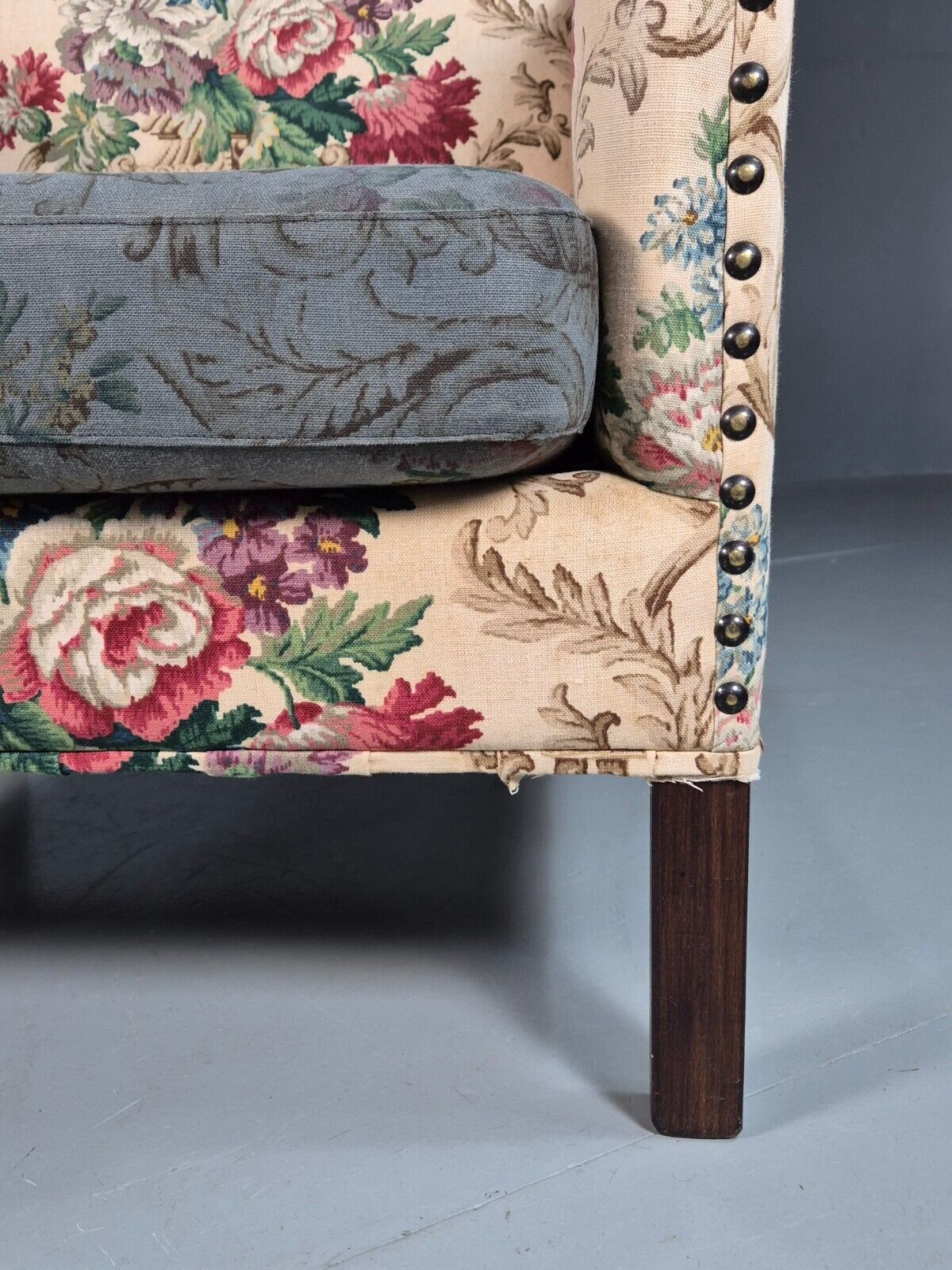 Vintage Danish Lounge Chair Floral Upholstery Retro 1950s EB7869 MNOR - UKDK FURNITURE