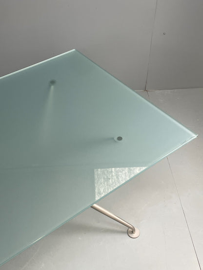 Italian Glass Dining Table Calligaris 'Play' Modern Steel Frame EB11542 MWOO5