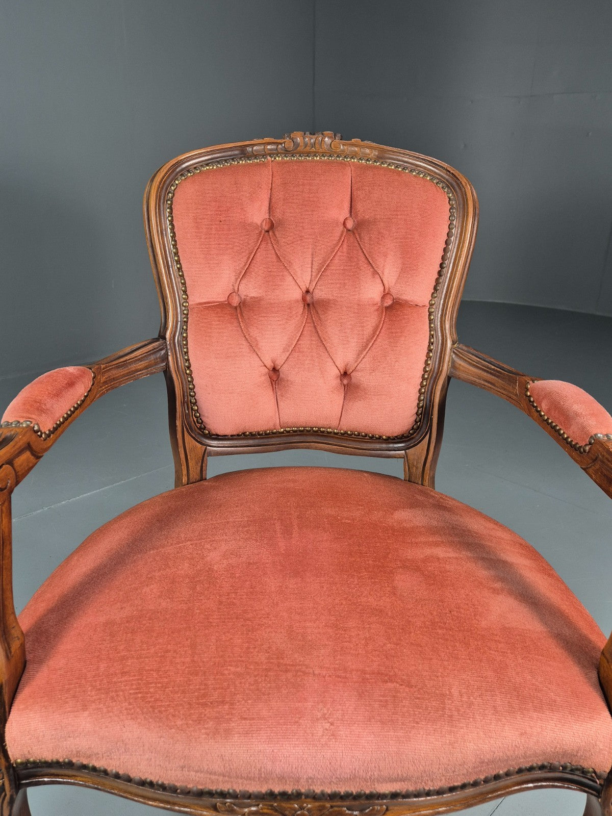 Vintage Rococo Lounge Chair Danish 1970s Reproduction Salmon Pink EB10773 VCLO13