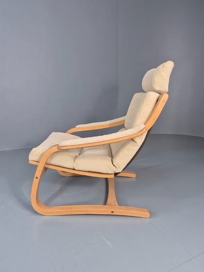 Vintage Danish Bentwood Lounge Chair Cantilever Design 1970s Retro EB11373 MBEN10
