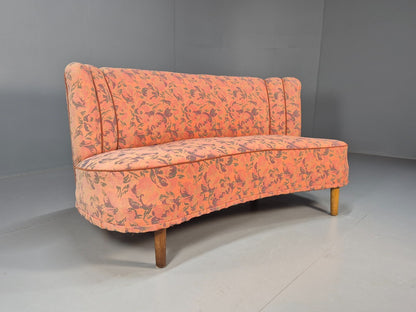 Vintage 3 Seater Sofa Banana Shaped Peach Floral Danish Design EB9572 V3SS - UKDK FURNITURE