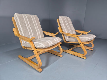 2 Mid Century Lounge Chairs New Upholstery Bentwood Vintage Danish EB10317 MBEN18