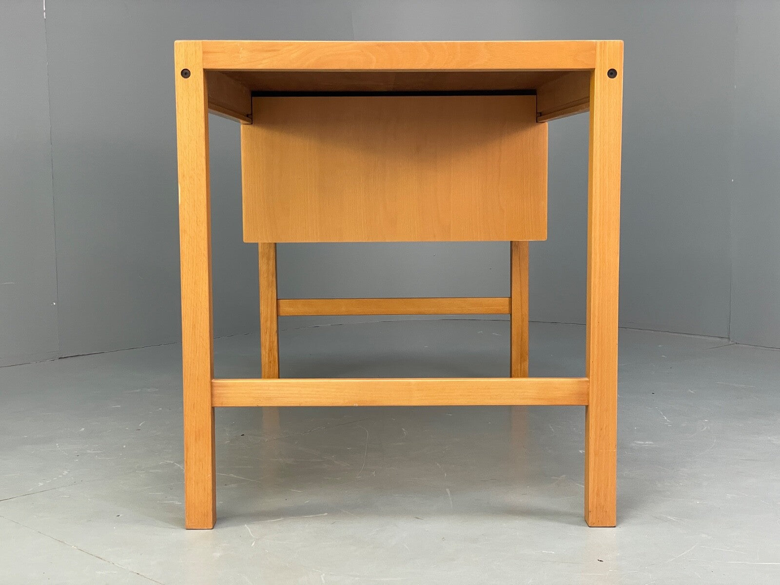 Vintage Danish Beech Desk Compact Exposed Joints Sliding Drawers EB9440 MWOO - UKDK FURNITURE