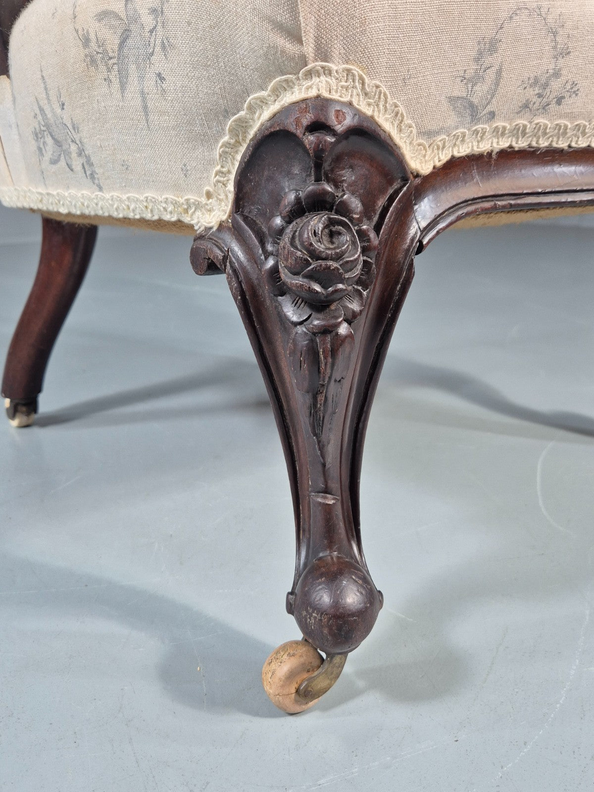 Victorian Balloon Back Nursing Chair Mahogany Carved Frame 1880s EB10989 VCAR3