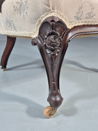 Victorian Balloon Back Nursing Chair Mahogany Carved Frame 1880s EB10989 VCAR3