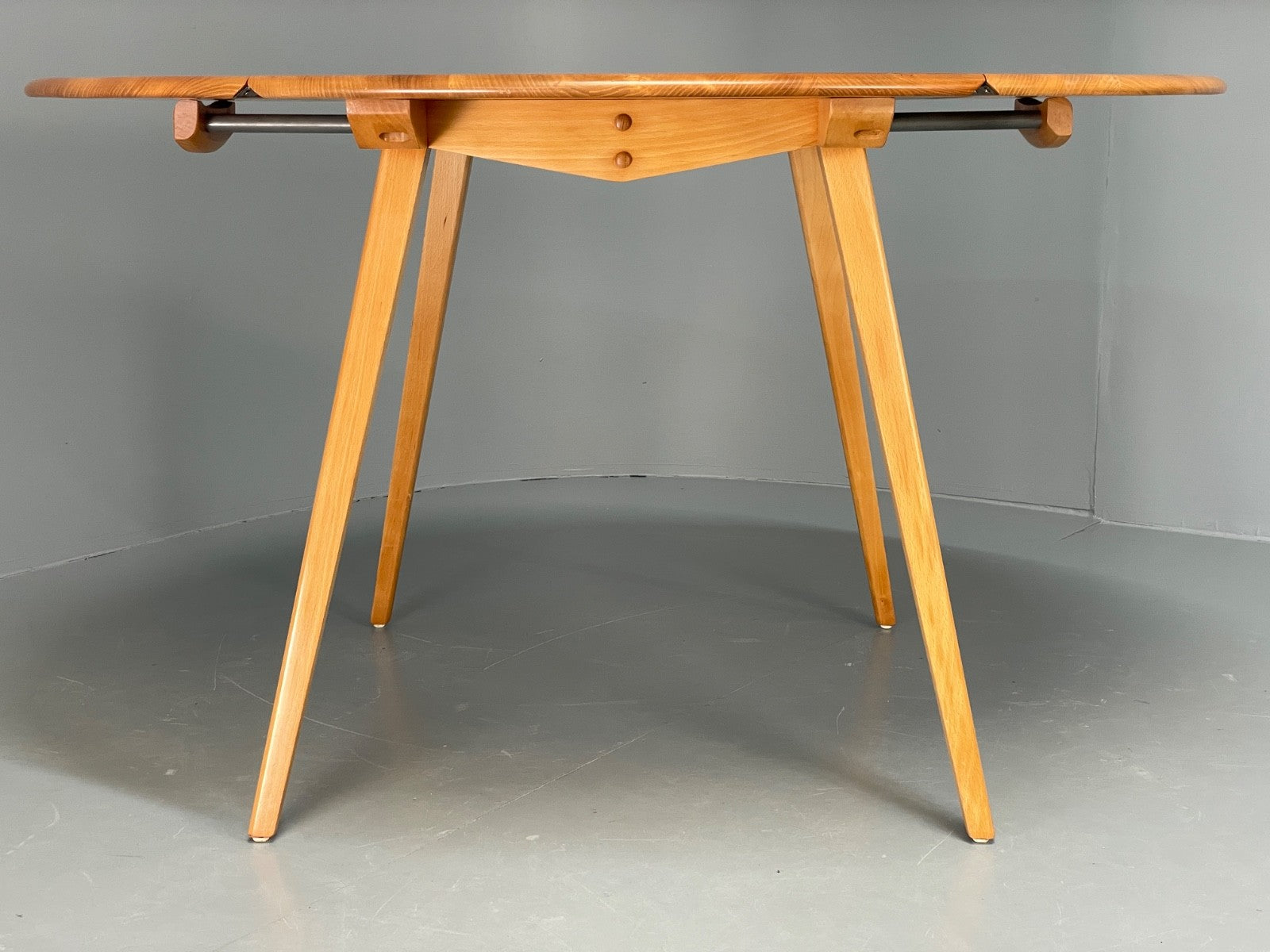 Vintage Ercol Circular Table Drop-Leaf Solid Blond Elm 1960s EB11053 MWOO4