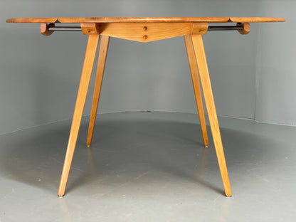 Vintage Ercol Circular Table Drop-Leaf Solid Blond Elm 1960s EB11053 MWOO4